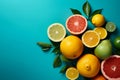 Create a refreshing vibe with this stunning top view of citrus fruits for summer, AI generated