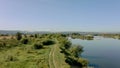 Stunning top view of the sinuous Dniester River Royalty Free Stock Photo