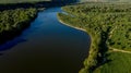 Stunning top view of the sinuous Dniester River. Summer landscape of the Dniester River. Picturesque photo wallpaper Royalty Free Stock Photo