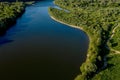 Stunning top view of the sinuous Dniester River. Summer landscape of the Dniester River. Picturesque photo wallpaper Royalty Free Stock Photo