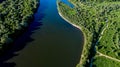 Stunning top view of the sinuous Dniester River. Summer landscape of the Dniester River. Picturesque photo wallpaper Royalty Free Stock Photo