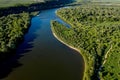 Stunning top view of the sinuous Dniester River. Summer landscape of the Dniester River. Picturesque photo wallpaper Royalty Free Stock Photo