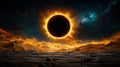 stunning total solar eclipse illuminates dramatic landscape Royalty Free Stock Photo