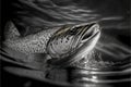 Stunning trout fish in black and white