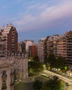 Stunning twilight view of buildings and an empty road in Caba, Argentina Royalty Free Stock Photo