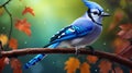 Stunning Uhd Artgerm Style Image Of Blue Jay In Autumn