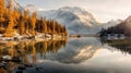 Swiss Realism: Capturing The Majestic Mountain Lake With Golden Hues