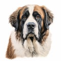 Realistic St. Bernard Dog Drawing On White Background