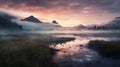 Misty Valley: Dreamlike Hues In 8k Resolution With Avian-themed Coastal Landscapes