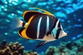 Stunning Underwater Colorful Moorish Idol Fish - Generative AI Royalty Free Stock Photo