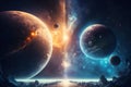 Stunning Universe Scene with Planets, Stars, and Galaxies in Outer Space, Showcasing the Beauty of Space Exploration. Elements