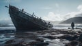 Stunning Unreal Engine 5 Render Of An Old Boat On The Sand Royalty Free Stock Photo