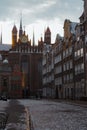 Stunning urban street scene with a quaint stone-built city in Gdansk, Poland