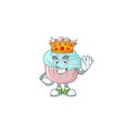 A stunning of vanilla blue love cupcake stylized of King on cartoon mascot style