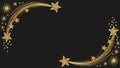 Crescent Gold Glitter Star Border on Black Background, Luxury Comet Trail Frame Template Vector Royalty Free Stock Photo