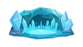 Glowing Blue Ice Cave Interior Vector Fantasy Cold Environment, vector design Generative AI Royalty Free Stock Photo