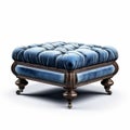 Stunning Velvet Victorian Foot Stool With Blue Tufted Cushion Royalty Free Stock Photo