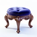 Stunning Velvet Victorian Foot Stool With Blue Velvet Cushion