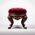 Stunning Velvet Victorian Foot Stool With Carved Wooden Frame