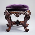 Stunning Velvet Victorian Foot Stool With Exquisite Detail