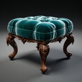 Stunning Velvet Victorian Foot Stool With Green Velvet Interior Royalty Free Stock Photo