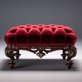 Stunning Velvet Victorian Foot Stool - Hyper-realistic 8k Uhd Image Royalty Free Stock Photo