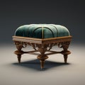 Stunning Velvet Victorian Foot Stool - Hyper-realistic 3d Rendering Royalty Free Stock Photo