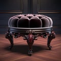 Stunning Velvet Victorian Foot Stool: Hyper-realistic 8k Pouf Image