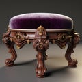 Stunning Velvet Victorian Foot Stool With Ornate Details