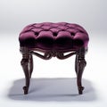 Stunning Velvet Victorian Foot Stool - Ornate Purple Upholstered Chair
