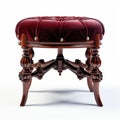 Stunning Velvet Victorian Foot Stool With Ornate Wooden Design Royalty Free Stock Photo