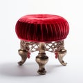 Stunning Velvet Victorian Foot Stool With Red Velvet Ruffled Seats Royalty Free Stock Photo