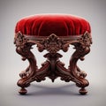 Stunning Velvet Victorian Foot Stool With White Background