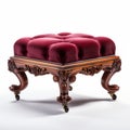 Stunning Velvet Victorian Foot Stool With Carved Legs On Wheels