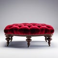 Stunning Velvet Victorian Foot Stool With White Background Royalty Free Stock Photo