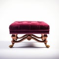 Stunning Velvet Victorian Foot Stool With White Background Royalty Free Stock Photo