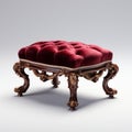 Stunning Velvet Victorian Foot Stool With Ornate Red Velvet Cushions