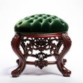 Stunning Velvet Victorian Foot Stool With White Background