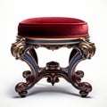 Stunning Velvet Victorian Foot Stool With White Background Royalty Free Stock Photo