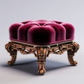 Stunning Velvet Victorian Foot Stool With Gold Decoration