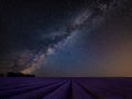 Vibrant Milky Way composite image over landscape of beautiful la Royalty Free Stock Photo