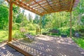 Stunning view from backyard farm pergola Royalty Free Stock Photo