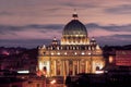 Stunning view of Basilica San Pietro in Rome at sunset