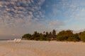 Photo of a stunning view of a beach in the Maldives. Paradise island