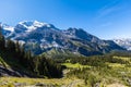 Stunning view of Bluemlisalp and Frundenhorn above Oeschinensee Royalty Free Stock Photo