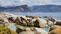 Stunning view of Boulders Beach in Simons Town, South Africa with boulders and turquoise waters Royalty Free Stock Photo