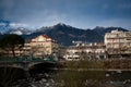 Stunning view of buildings in the charming town of Merano, South Tyrol, Italy