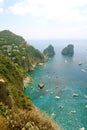 Stunning view of Capri island in a beautiful summer day with Far