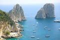 Stunning view of Capri island in a beautiful summer day with Faraglioni rocks Capri, Italy Royalty Free Stock Photo