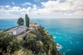 Stunning view of Cemetery of Manarola village in Cinque Terre National Park, beautiful cityscape with colorful houses Royalty Free Stock Photo